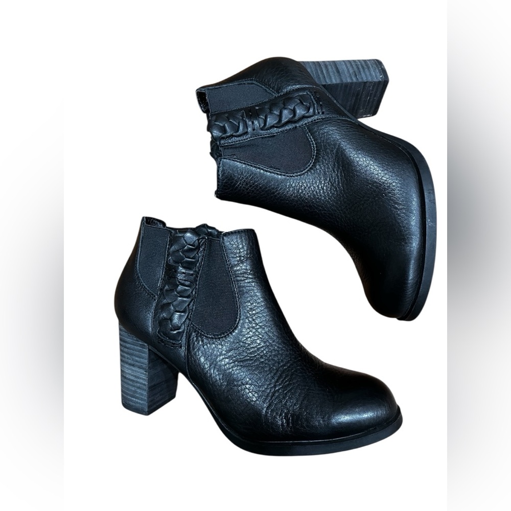 Sperry top sider black leather ankle booties heeled boots-7 - Picture 2 of 8